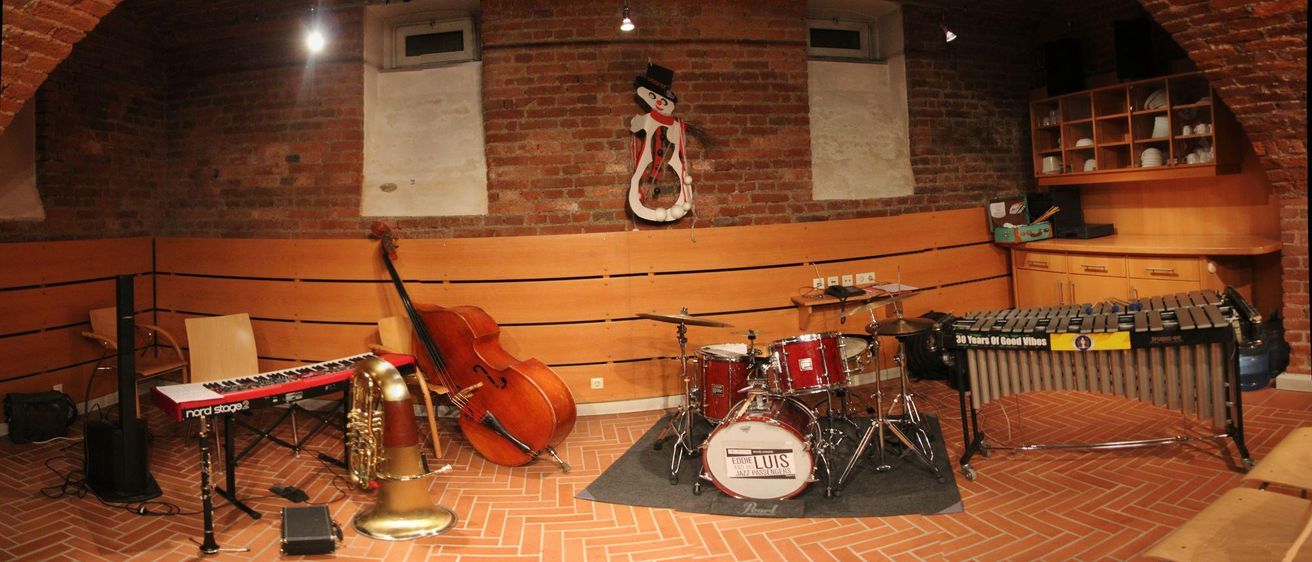 Bild enthält, Musical Instrument, Handbag, Chair, Indoors, Interior Design, Rug, Group Performance, Person, Microphone, Lighting