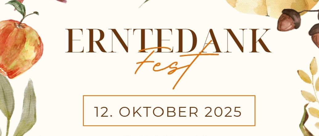Erntedankfest am 12. Oktober 2025 um 10 Uhr. Messe in der Don Bosco Halle. Anschließend Einladung zur Agape! Danken Sie dem Herrn für Seine Huld, Seine Wundertaten an den Menschen, denn Er hat die lechzende Kehle gestillt und die hungernde Kehle mit Gutem erfüllt.-Psalm 107, 8-9.
