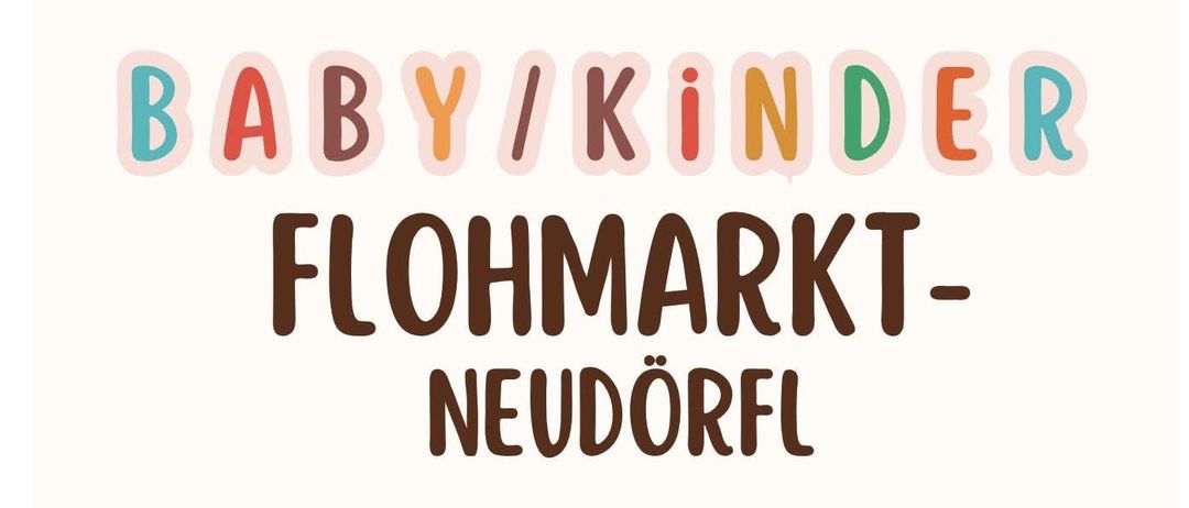 Ein Plakat für einen Babykinder Flohmarkt in Neudorf, geplant für den 9. November 2025, von 8:00 bis 12:00 Uhr. Eintrittsgebühr 5€. Mit Spielzeug und einem Teddybären.