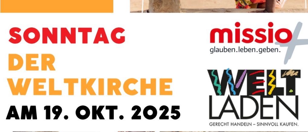 Ein Bild für eine Kirchenveranstaltung am 19. Oktober 2025 mit Kindergottesdienst, Produktverkauf und einem Foto einer jungen Frau und eines Mädchens in einem Zelt.