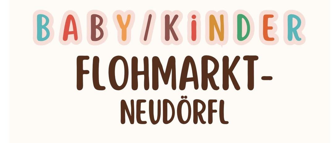Eine Ankündigung für einen Baby Kinder Flohmarkt in Neudorf am Sonntag, 22.03.2026, von 8:00 bis 12:00 Uhr. Ein Teddybär, ein Ball und Lastwagen sind abgebildet. Die Gebühr beträgt 5€.