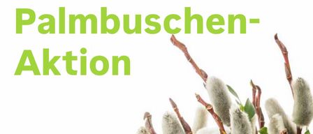 Plakat zeigt einen Strauß weißer Blumen mit grünen Blättern. Der Text lautet: Aktion. Sa. 21. März, 9-12 Uhr vor dem Pfarrhof. Die Spenden kommen den Anliegern des Arbeitskreises zugute.