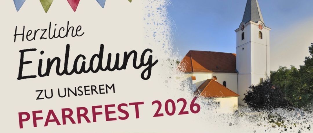 Einladung zu unserem Pfarrfest 2026 im Garten des Pfarrheims und in der Don-Bosco Halle Neudorf. Samstag, 27. Juni 2026, Beginn: 18:00 Uhr mit musikalischer Unterhaltung durch Charly Pilles. Sonntag, 28. Juni 2026, Messfeier um 10:00 Uhr im Garten des Pfarrheims, anschließend Frühstück mit dem MV Szen Milkos. Musikalische Unterhaltung durch Helimusic mit gutem Essen, Getränken, Kaffee und Kuchen.