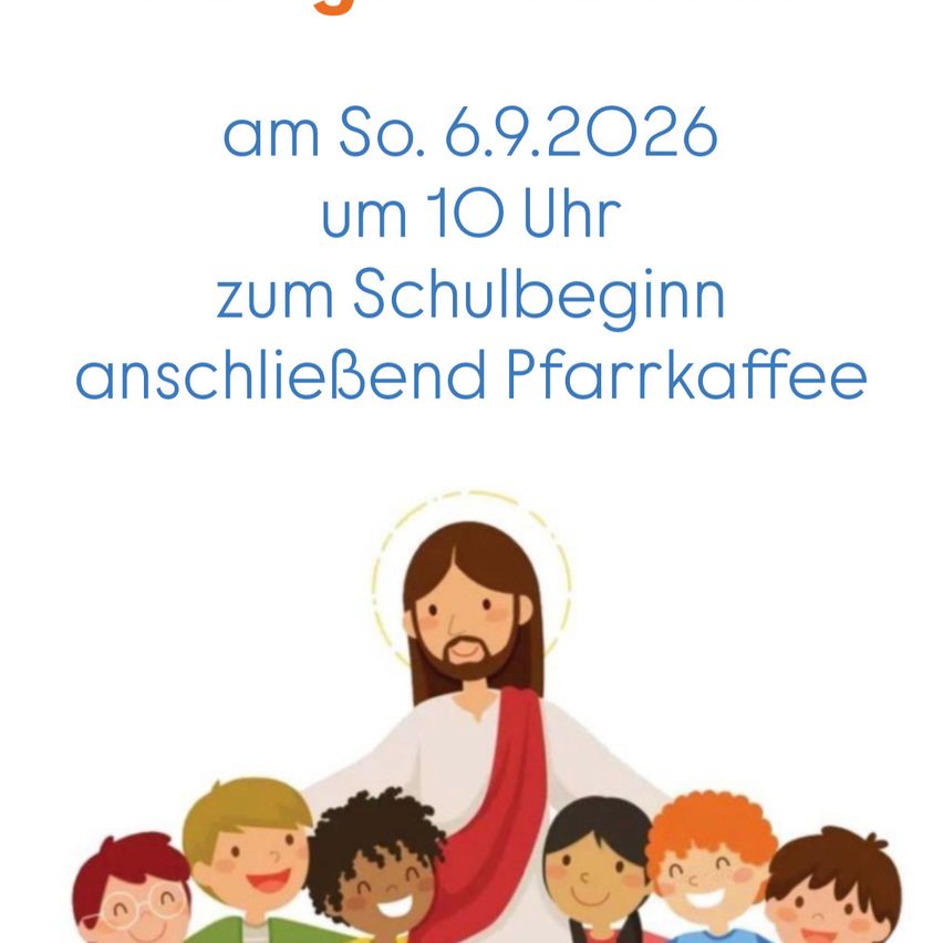 An illustration of Jesus surrounded by children with a text overlay indicating a church event on September 6, 2026 at 10 AM.