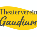 Das Bild zeigt das Logo des Theatervereins Gaudium, dargestellt in einem kräftigen gelben Oval mit weißem Hintergrund. Der Text 'Theaterverein Gaudium' ist in Schwarz geschrieben.