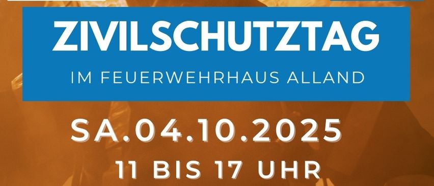 Ein Zivilschutztag ist für den 4. Oktober 2025 von 11 bis 17 Uhr im Feuerwehrhaus Alland geplant. Das Programm umfasst Ausstellungen verschiedener Organisationen, Vorführungen, Essen, Getränke, Pferderitte, Kinderspaß und eine Feuerlöscherprüfung.
