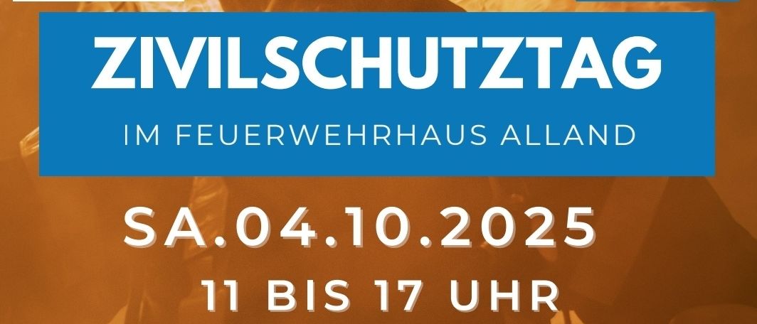 Ein Zivilschutztag ist für den 4. Oktober 2025 von 11 bis 17 Uhr im Feuerwehrhaus Alland geplant. Das Programm umfasst Ausstellungen verschiedener Organisationen, Vorführungen, Essen, Getränke, Pferderitte, Kinderspaß und eine Feuerlöscherprüfung.