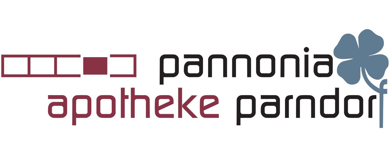 Ein kastanienbraunes Quadrat und schwarzer Text lesen 'panno theke' und 'patheke' in schräger Schrift auf weißem Hintergrund.
