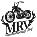 Ein schwarz-weißes Logo mit einem Motorrad und dem Text MRV St. Joseph in fetten Buchstaben.