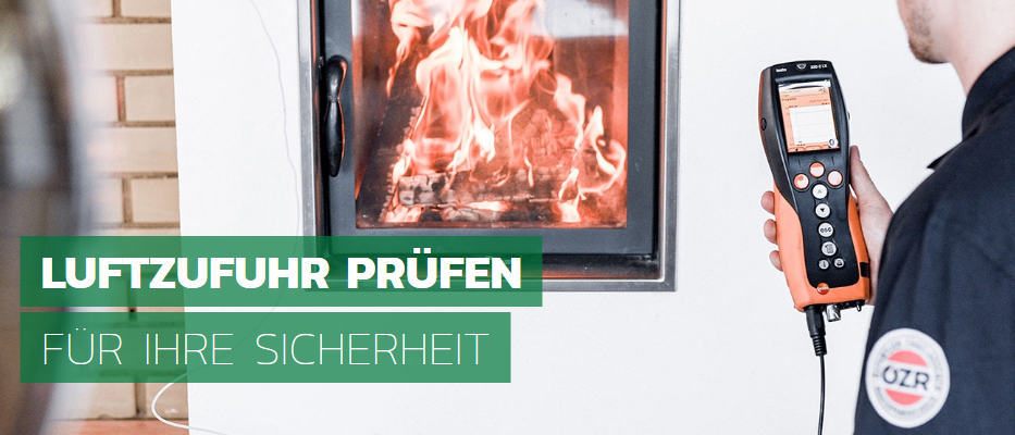 Luftzufuhr einer Feuerstätte prüfen