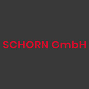 Ein schwarzer Hintergrund mit den Worten 'SCHORN GmbH' in Rot geschrieben.
