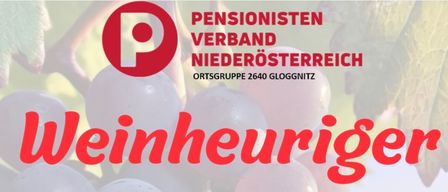 Plakat für Weinheueriger-Veranstaltung am 25.07.2026 um 15 Uhr. Zeigt Bilder eines Weinguts, eines Hauses und Menschen, die im Freien essen. Der Eintritt ist frei. Musik von Rudi.