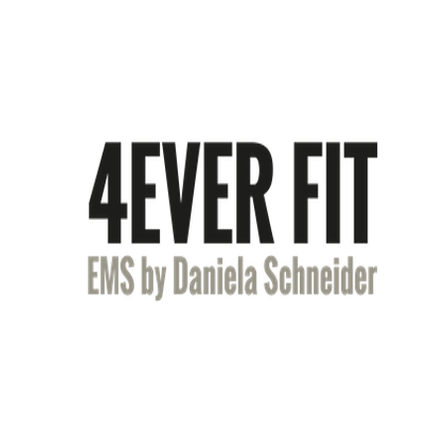 Das 4ever Fit EMS Logo, mit fetter schwarzem Text auf weißem Hintergrund, steht für '4ever Fit EMS von Daniela Schneider'.