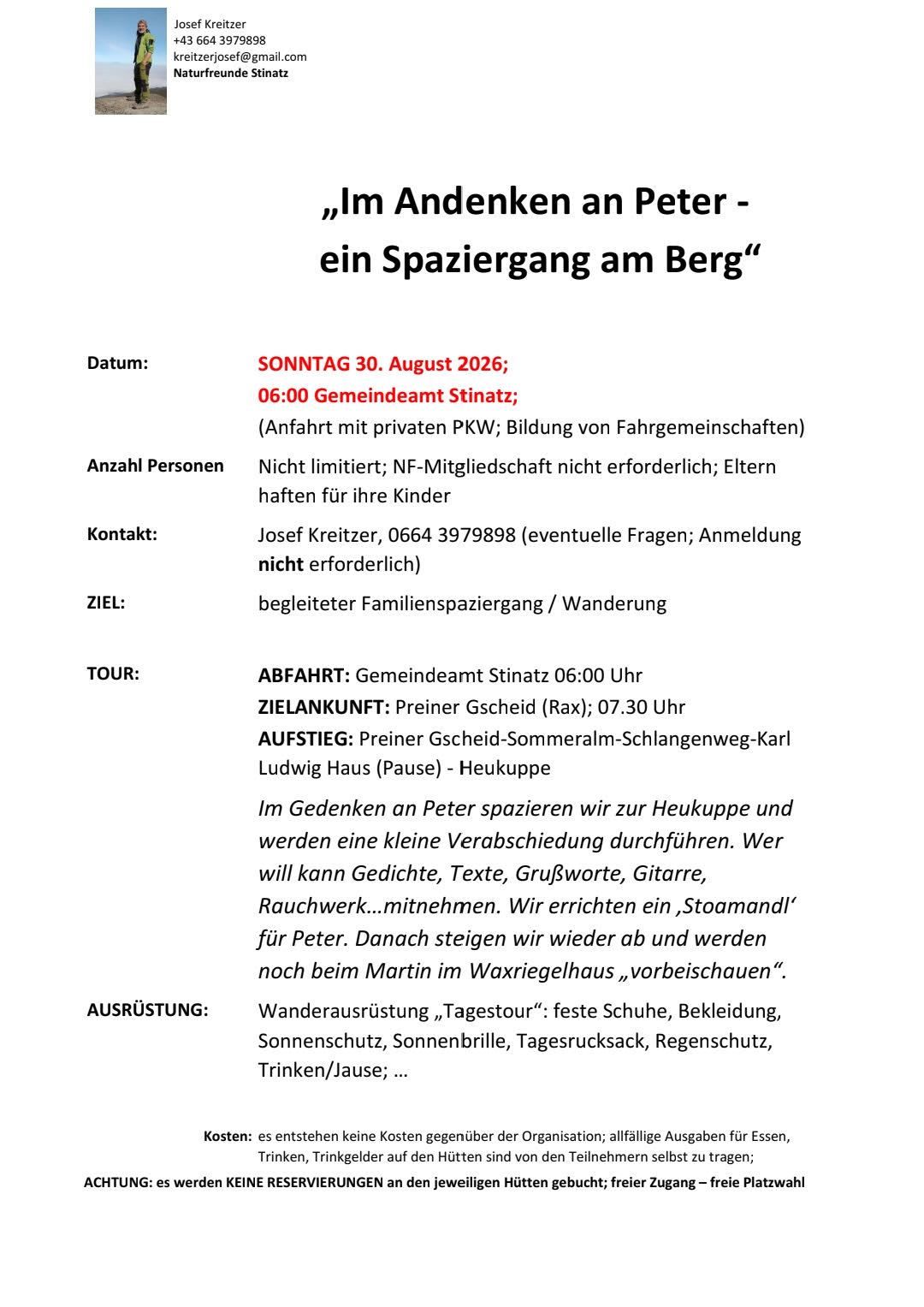 Josef Kreitzer, Naturfreunde Stinatz, bei einem Spaziergang am Berg