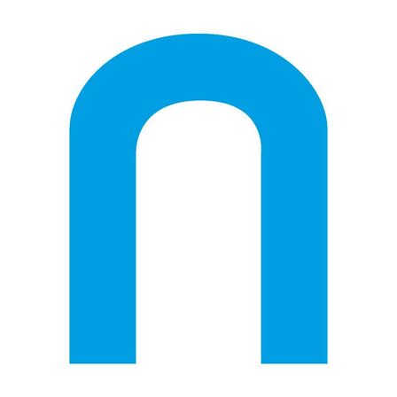 Das Bild zeigt einen blauen 'N'-Schriftzug auf weißem Hintergrund. Das 'N' besteht aus zwei geschwungenen Linien, die oben und unten zusammenlaufen.