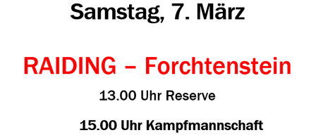 A soccer match poster for ASKO Raiding. The match is in the 1st class Mitte on Saturday, March 7th. The match starts at 13:00 and the reserve team starts at 15:00. The poster includes a soccer player and a soccer ball.