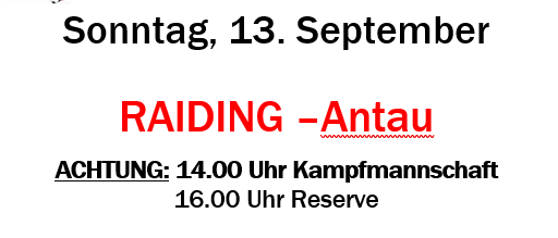 Poster for a soccer championship match between Raiding and Antau on September 13th, featuring a player in action and match details.