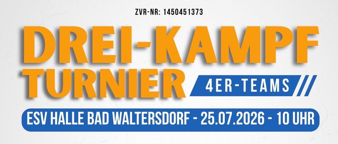 Das Plakat bewirbt ein Turnier am 25.07.2026 um 10 Uhr in Bad Waltersdorf. Aktivitäten umfassen Darts, Nageln und Spangerlschießen. Melden Sie sich über WhatsApp oder Instagram an.