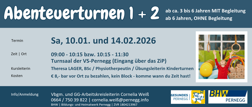 Ein Bild mit Informationen über Physiotherapie-Sitzungen für Kinder, einschließlich Daten, Zeiten und Kontaktdaten für Cornelia Weiß. Die Sitzungen sind für Kinder ab 3 Jahren.