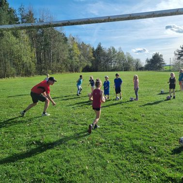 Bild enthält, Soccer Ball, Boy, Male, Person, Teen, Hat, Shoe, People, Volleyball (Ball), Grass