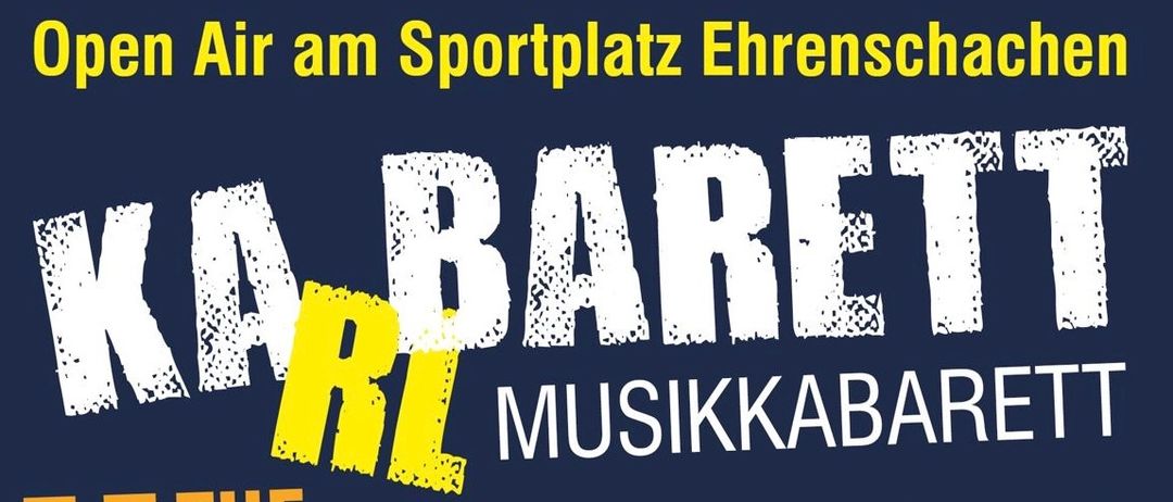 A poster advertising a music cabaret titled 'The Greatest, Oldest Modern Show' at the sports ground. The event is on June 26th. Tickets are available. Starts at 20:30.