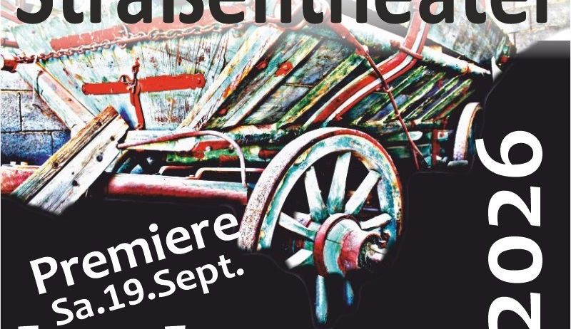 Ein Plakat für eine Theaterproduktion mit dem Titel 'kabumm' von 1.modernes Stockerauer StraBentheater. Das Plakat zeigt einen Vintage-Wagen und das Datum 19. September 2020.