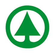 Ein grünes Baumsymbol in der Mitte eines grünen Kreises mit weißem Hintergrund.