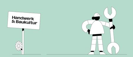 Eine Illustration eines Roboters, der auf einem hellgrünen Hintergrund auf ein leeres Rechteck zugeht.