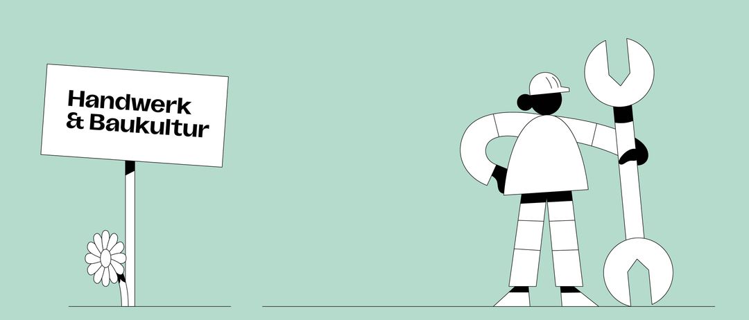 Eine Illustration eines weißen Roboters, der ein weißes kreisförmiges Objekt hält, rechts von einem weißen Quadrat, vor einem hellgrünen Hintergrund.