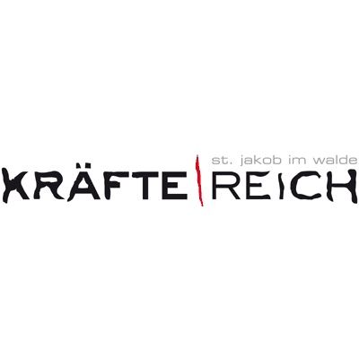 Ein Logo für 'Krafte Reich' mit dem Namen 'St. Jakob im Walde' darunter, auf weißem Hintergrund dargestellt.
