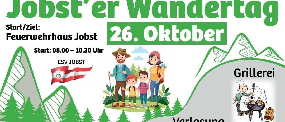 An advertisement for a family hike on October 26th. It includes a flag, a family with children, and a chef.