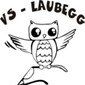 Eine Schwarz-Weiß-Illustration einer Eule auf einem Ast mit dem Text 'VS-LAUBERGG' darüber.