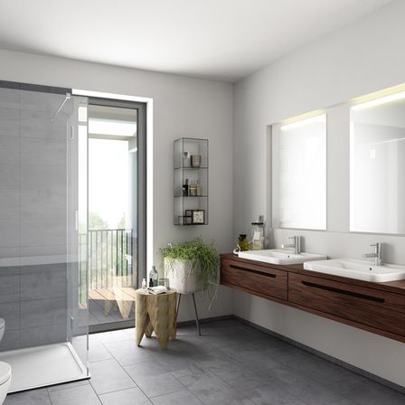 Bild enthält, Corner, Indoors, Interior Design, Bathroom, Room, Toilet, Sink, Sink Faucet