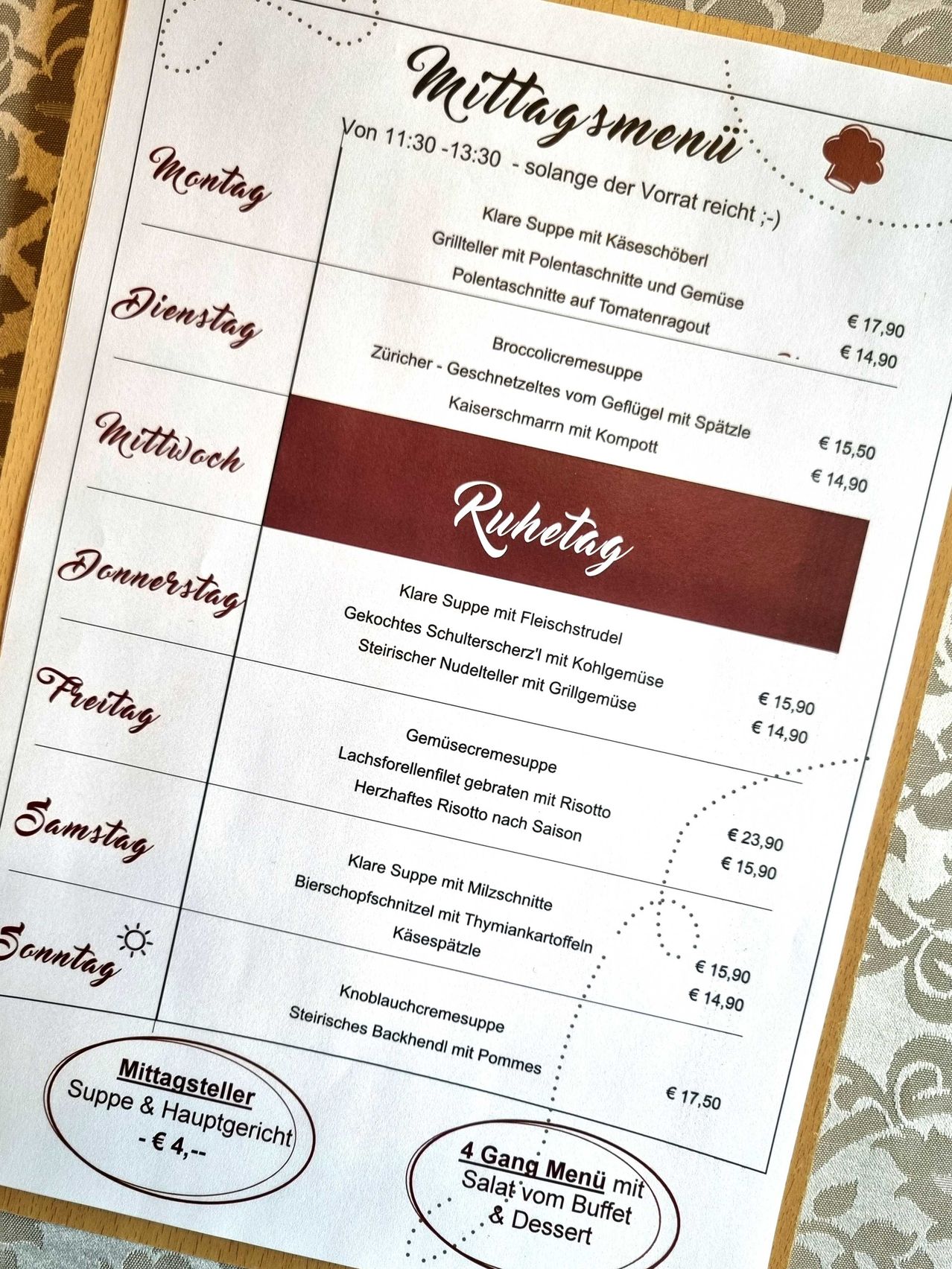 Bild enthält, Text, Menu, Business Card, Paper, Document, Receipt