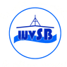 Das WVSB-Logo zeigt einen blauen runden Hintergrund mit einem Turm und einer Welle darunter. Es steht 'Es geht um Wasser!' in weiß.