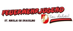 Das Logo der Feuerwehrjugend von St. Nikolai ob Drassling, mit dem Text 'Feuerwehr Jugend' und dem Slogan 'Sei dabei!' in roten und goldenen Farben.