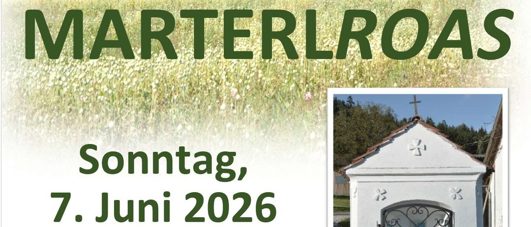 Grünes Feld mit Blumen, Bäumen und einem Haus. Der Text 'ARTERLRO' oben und 'montag, uni 2026' unten.