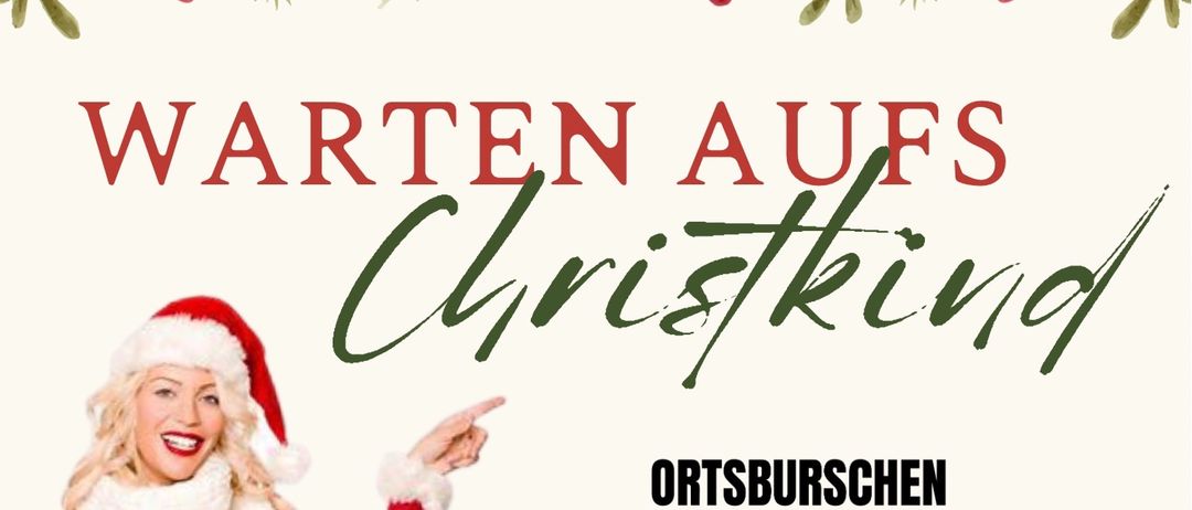 Ein Plakat lädt zum Weihnachtsmarkt in Unterfrauenheid ein, zeigt eine Frau in einer Weihnachtsmütze und nennt den Termin für Dienstag, den 23., um 18 Uhr.