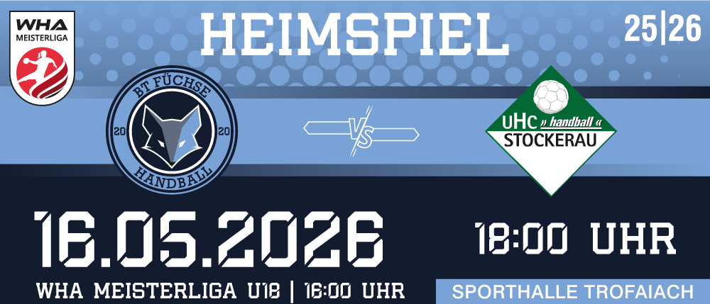 Heimspiel zwischen BT Fuchse und UHC Stockerau am 05.05.2026 um 16:00 Uhr in der Meisterliga U18.