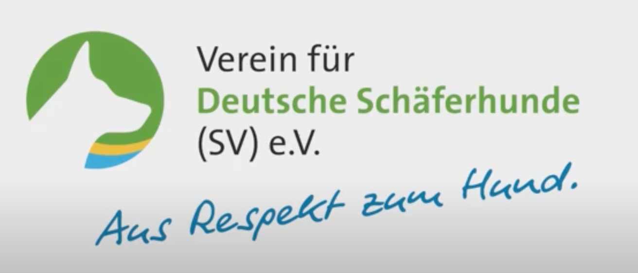 Ein Bild eines weißen Hintergrunds mit den Worten 'Verein für Deutsche Schäfer (SV) e.V.' prominent angezeigt. Der Text ist zentriert und in einer fettgedruckten, klaren Schriftart. Der Hintergrund ist schlicht ohne weiteren Text oder Bilder.