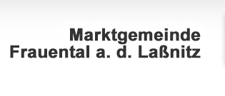 Die Marktgemeinde Frauental an der LaBnitz zeigt ein blaues Wappen mit Sternen und einem goldenen Turm.