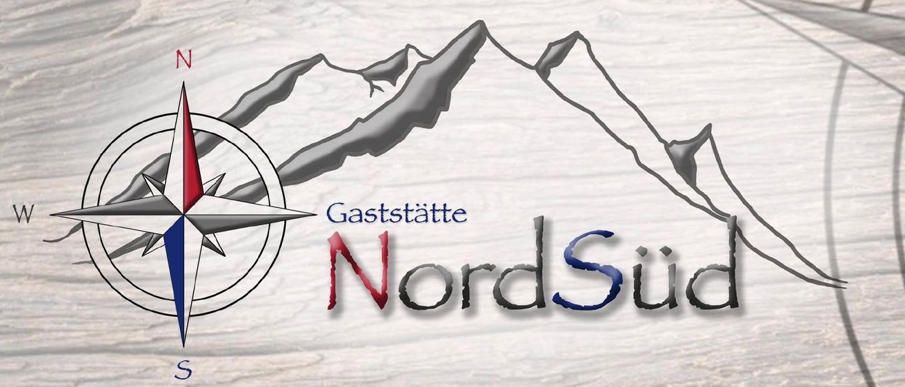 Bild einer Berglandschaft mit Gaststätte NordSüd in fetten Buchstaben. Öffnungszeiten: Dienstag bis Freitag von 14 bis 23 Uhr - warme Küche bis 21:30 Uhr. Samstag und Sonntag von 11 bis 23 Uhr - warme Küche bis 21:30 Uhr. Kontakt: Malte Neumann. Tel.: 0175/3308803. Email: nordsuedoberaudorf@gmail.com. Adresse: NordSüd Sportplatzstraße 24 83080 Oberaudorf.