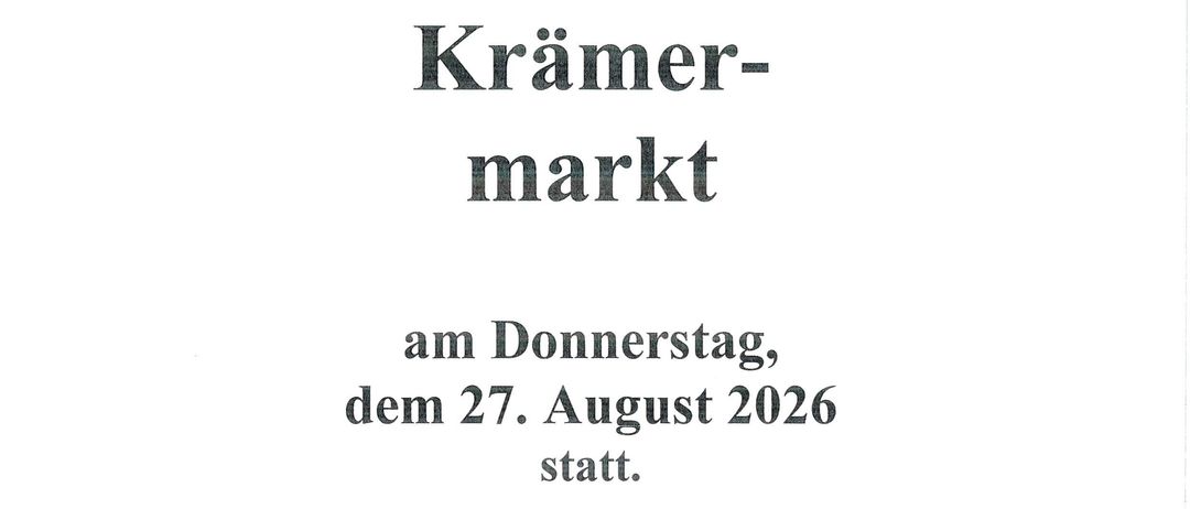 Ein Hinweis in deutscher Sprache besagt, dass der nächste Markt in der Gemeinde Kobersdorf ein Bauernmarkt am Donnerstag, den 27. August 2026, ist. Der Hinweis ist vom Bürgermeister Andreas Tremmel unterzeichnet.
