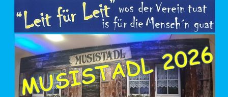 Plakat für das Musikfestival 2026 mit einem Gebäude, Eintrittspreis, Veranstaltungsdaten und Kontaktinformationen.