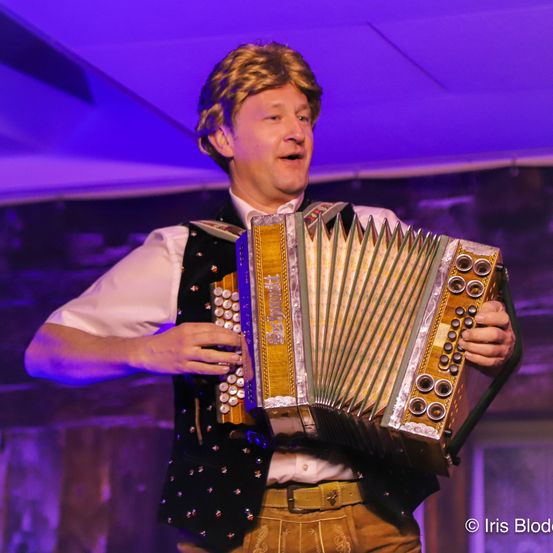 Bild enthält, Person, Musical Instrument, Face, Head, Accordion, Performer, Solo Performance