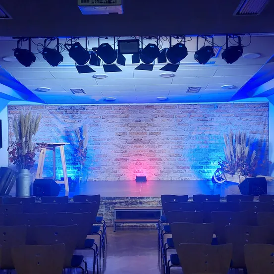 Stage, Indoors, Theater, Auditorium, Hall, Interior Design, Lighting, Building, People, Urban