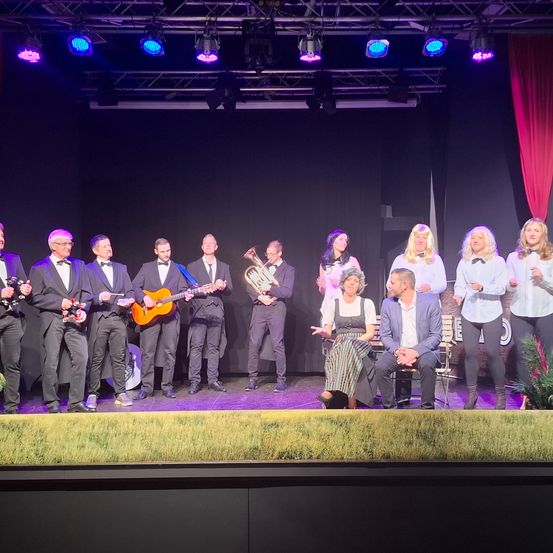 Bild enthält, Stage, Group Performance, Person, Adult, Male, Man, Guitar, Musical Instrument, Music, Musician