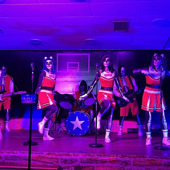 Group Performance, Person, Adult, Female, Woman, Footwear, Shoe, Guitar, Dancing, Face