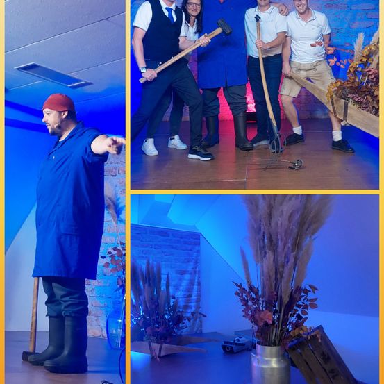 Bild enthält, Flower Arrangement, Collage, Adult, Male, Man, Person, Shoe, People, Potted Plant, Pants