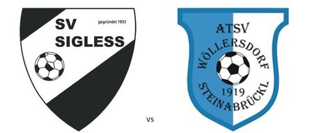 Image displays a soccer match announcement. SV Sigless hosts UFC St. Georgen. Date is Sunday, March 7, 15:00. The teams' logos are shown.